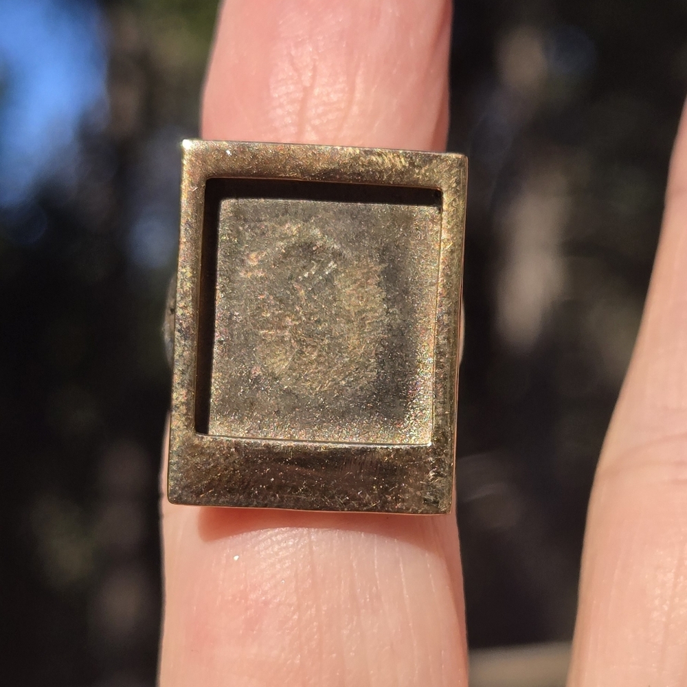 Sterling & Brass Picture Frame Ring Sz7 Adjustable - Picture 3 of 8
